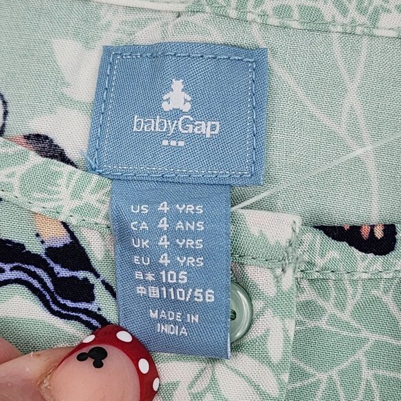 Baby Gap Toddler Girls Size 4 Green Butterfly Print Ruffled Romper Outfit NEW - Picture 5 of 6